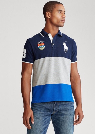 Polos Polo Ralph Lauren Hombre Azul Marino Multicolor - Custom Slim Fit Mesh - CQPJY9478